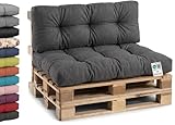 Gutekissen Palettenkissen, Gartensofakissen, Gesteppte Kissen gefüllt mit granuliertem Poulirette-Schaum, viele Farben und Größen PPI (Set (Sitzkissen 120x80 +Rückenlehne 120x40), Anthrazit)