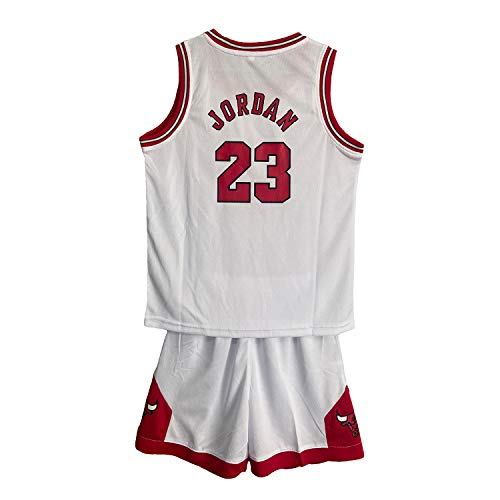 SALLARM Jordan 23 Conjunto de Jersey Bulls Uniformes de Baloncesto Ropa Deportiva para niños(Blanco,S)