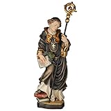 Holzgeschnitzte Heiligenfigur Hl. Walter mit Weintrauben aus massivem Berg-Ahorn Holz
