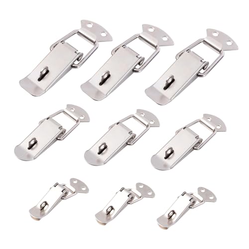 OSALADI Lot De 9 Pince De Serrage En Fer Avec Verrou à Moraillon à Ressort Verrou à Bascule Pour Coffres Armoires Et Outils Taille Petite Moyenne Et Grosse