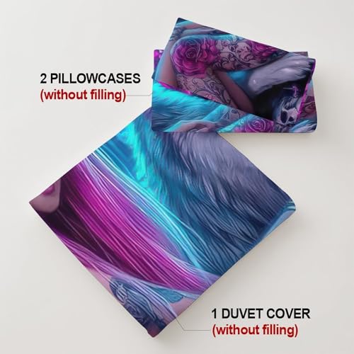 Housse de matelas 3D impression loup art microfibre - 8