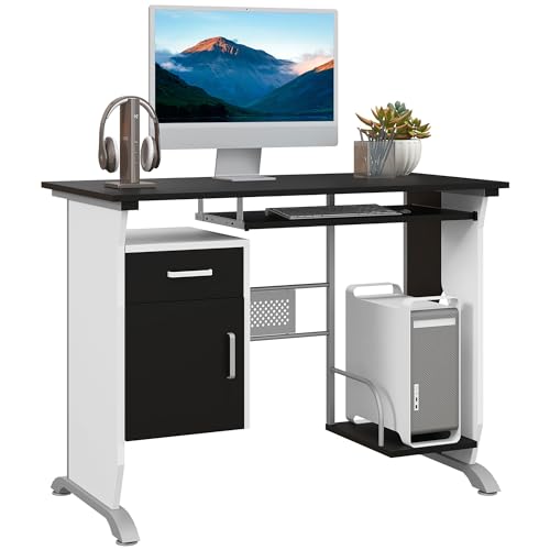 HOMCOM Mesa de Ordenador 100x52x75cm Escritorio de Oficina Mesa de PC Mesa con...