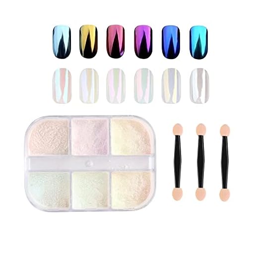 6 colores de polvo de cromo para uñas, polvo de perla para uñas, polvo de espejo para uñas con efecto de perla de neón, pigmentos de cromo para el arte de las uñas