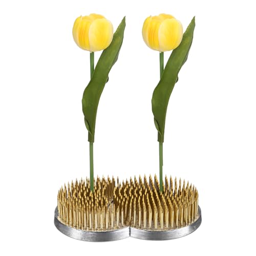 M METERXITY Flower Frog 3.66"x2.32" Double Round Copper Pins Flower Holder