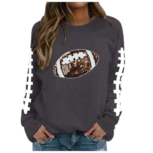 Sweat-shirt à manches longues pour femme col rond vêtement gris imprimé S