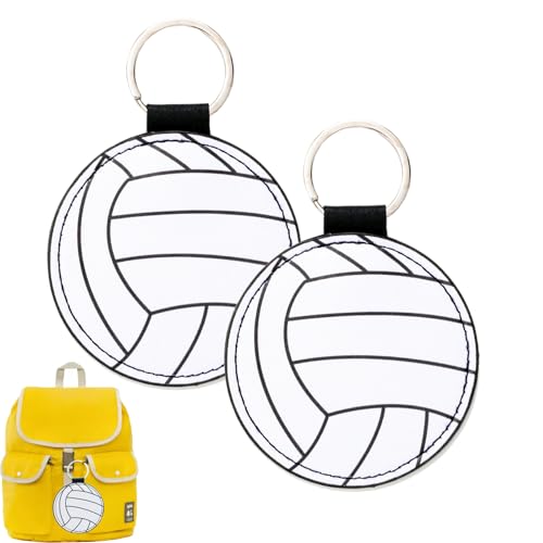 Ycendravious 2-Pack Leather Volleyball Keychain - Sport Ball Accessory, Party Favors, Bag Tag, Athlete Souvenir