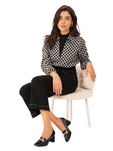 Image of Womens Mid Block Chunky Heeled Loafers Closed Square Toe Patent Leather Comfortable Slip On Pumps Metal Chain Basic Classic Casual Work Office Dress Shoes 2.8 Inches Heels