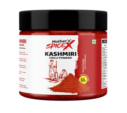Mothers SpiceX Kashmiri Red Chilli Powder | Mild Heat & Vibrant Color | 100% Pure & Natural | No Additives | Available in 50g 100g 200g 425g (50g)