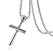 HZMAN Athletes Cross Necklace by Pendant Sports Stainless Steel Baseball and Baseball Bat Cross Necklace (Silver)