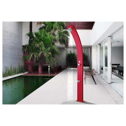 Arkema Design Ducha Solar En Aluminio Con Diseño Curvado Spring Cherry Con Lavapiés A120/3027