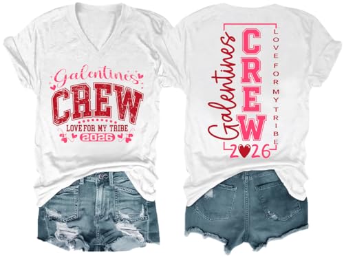 Galentines Crew 2026 Shirt Galentines Day Tshirt Love for My Tribe Valentine Graphic Tee for Women