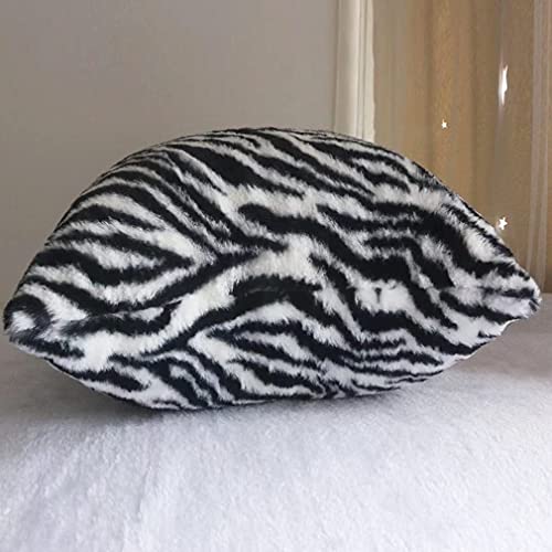 Entua Faux Fur Throw Pillow Covers Wild Animal Zebra Skin Stripe Cushion Covers Soft Black White Decorative Pillowcases For Couch Sofa Living Room18 X 18 In Set Of 2 thumb #6