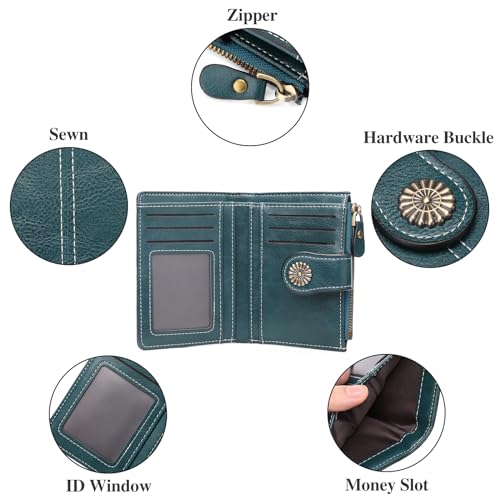 Image of Small Wallet for Women Bifold Credit Card Holder RFID Blocking with Zipper Pocket