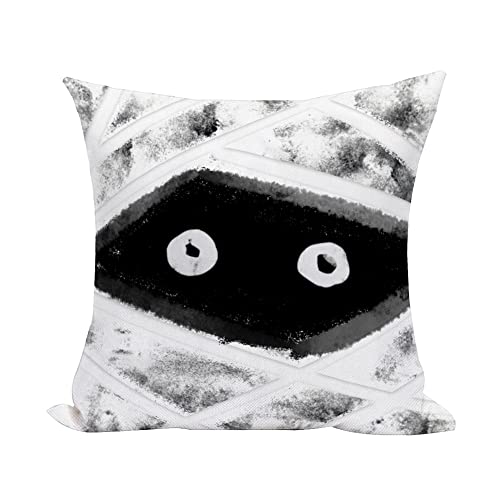 Easternproject Halloween Decor Pillow Covers 18X18 Inch Mummy Zombie Halloween Farmhouse Decorations Throw Pillow Cases Black White Monster Scary October Egyptian Ghost Cushion Cover Kids,18 X 18-Inch #TOP19