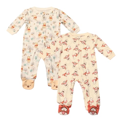 Magic Threadz Disney Clothes Baby Boys 2-Pack Quilted Footed Coveralls – Mickey Mouse, Winnie the Pooh, Dumbo Infant (0/3M–6/9M)