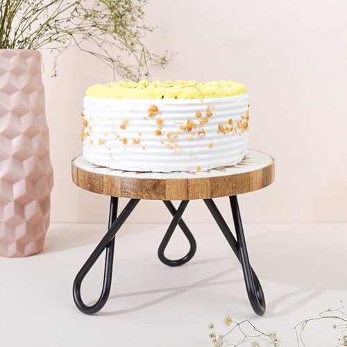 Image of CASA Decor Resin Decorative Vintage Affair Pizza Pastry Cake Stand Pack of 1 (Black, Diameter-8 Inch)