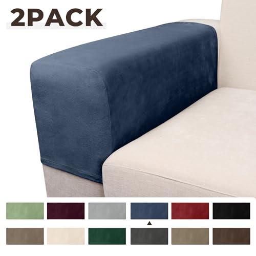 Image of Couch Arm Covers 2 Pcs Sofa Armrest Covers Stretch Couch,Armrest Cover for Chairs Scratch-Resistant Sofa Arm Cover Armchair Slipcovers,Berlin Blue