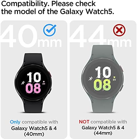 Spigen Rugged Armor Pro Case with built in Strap Band Compatible with Samsung Galaxy Watch 5 40mm (2022) and Samsung Galaxy Watch 4 40mm (2021) - Black