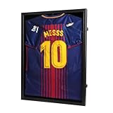 Sboitflmm Jersey Frame Display Case - Football Jersey Display Frame - Lockable Jersey Shadow Box with UV Protection Acrylic Door and Hanger for Hockey Soccer Basketball Baseball Shirts, Black