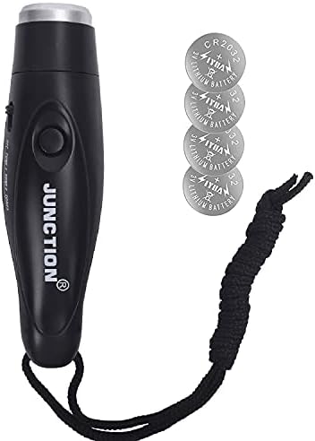 XREXS Electronic Whistle Handheld Emergency Survival 3-Tone Sport Whistle with Lanyard for Referee Coaches P.E. Teacher Training Outdoor Camping Personal Professional Dog Whistle (Black)