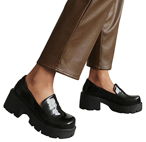 Image of Women's Platform Mary Janes Chunky Heel Ankle Strap Uniform Dress Shoes Heeled Gothic Lolita Oxfords