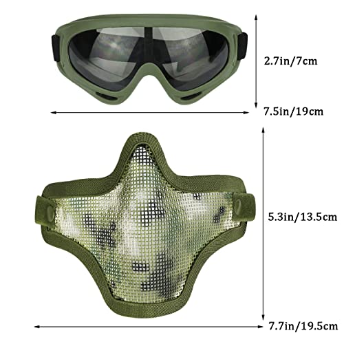 Aoutacc Airsoft Mask and Goggles Set, Half Face Full Steel Mesh Mask and Goggles for CS/Hunting/Paintball/Shooting - Image 8