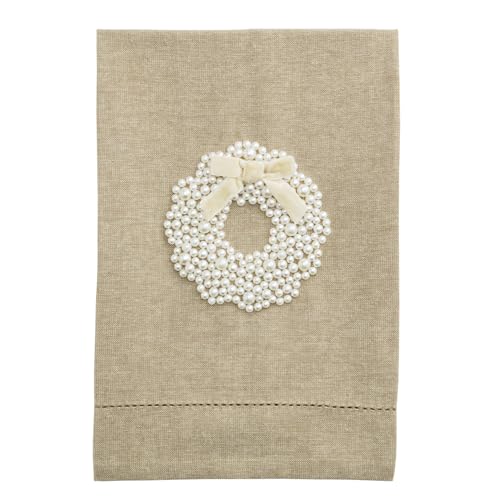 Mud Pie Christmas Wreath White Christmas Pearl Towel