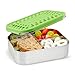 LunchBots Medium Trio II Snack Container - Divided Stainless Steel Food Container - Three Sections for Snacks On The Go - Eco-Friendly, Dishwasher Safe, BPA-Free - Stainless Lid - Green Dots
