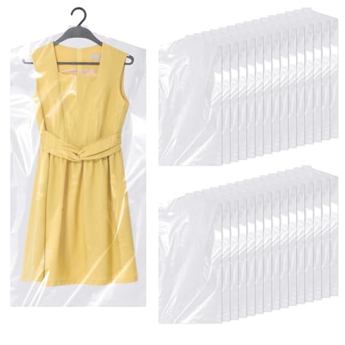 Hejo 30 Pack Plastic Clothes Covers, 60x120cm Clear Clothes Bags Hanging, Dry Cleaning Bags, Garment Bags