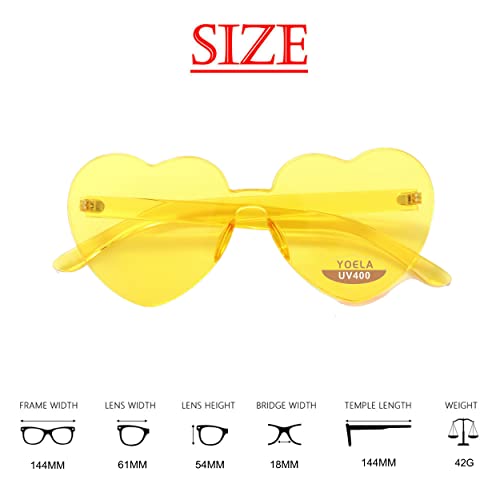 Olinowl Heart Oversized Rimless Sunglasses One Piece Eyewear Colored Sunglasses For Women Yellow, Heart #TOP5
