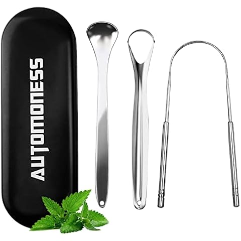 Stainless Tongue Scraper Cleaner, Automoness 3 Pack Tounge scrapers for Adults Kids Fresh Breath Clean Tongue and Bad Breath Treatment Cover