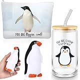Sliner 3 Pcs Penguin Gifts for Employee Teacher Staff Coworker Positive Support Appreciation Gift Set Penguin Stuff Stress Ball Tumbler Valentines Day Gifts for Coworker Nurse Volunteer