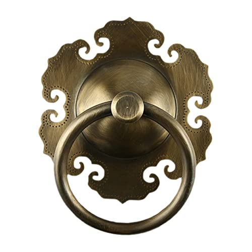 SHINEOFI Manija De Aldaba De Puerta De Estilo Chino Vintage De Latón Anilla De Tirador Estilo Retro Para Puertas De Madera Color