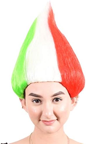 CeCe Italy Flag Troll Wig Colorful Hairpiece for Halloween Sport Football Fan Costumes Party