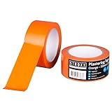 STROXX® Putz- und Maler Abdeckband 50mm x 33m |orange| Klebeband | für Malerarbeiten | Kreppband | Abklebeband | feuchtigkeits- und UV-beständig | (12)