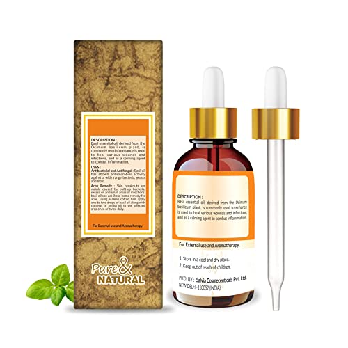 Image of Crysalis Basil (Ocimum Basilicum) Oil|100% Pure & Natural Undiluted Essential Oil Organic Standard For Skin & Hair Care|Therapeutic Grade Oil For External Use, Improves Scalp Conditions, 100ml