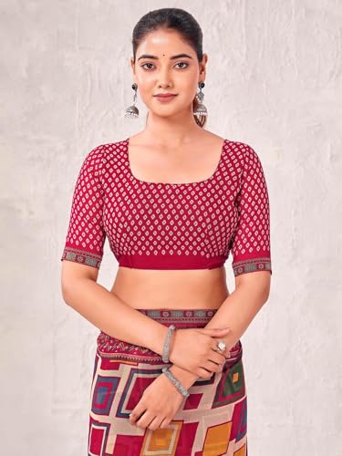 Image of SIRIL Women's Georgette Printed Saree with Unstitched Blouse Piece