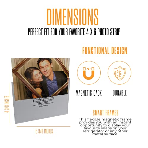 Photo Booth Nook - Premium Magnetic Pocket Picture Refrigerator Frame, White, Holds 4 X 6 Inches Photos, 50 Pack #TOP4