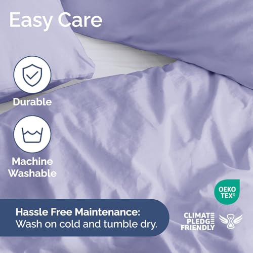 Image of Duvet Cover Full Size Set - Extra Soft Full Duvet Cover 80 inch x 90 inch with 2 Pillow Shams for Women, Men, Kids & Teens - Hotel Luxury, Easy-Care w / Zipper Closures & Ties - Comfy & Breathable (Lavender)