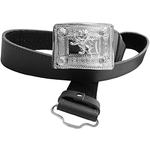 Black Kilt Belt & Lion Buckle Size 3XL 58