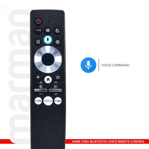 Image of marman Compatible with Haier TV Remote Control HTR-U29A Model Suitable for Smart 4K Full HD Ultra HD QLED Android Television with Bluetooth Voice Command and Google Assistant - Paring Must !