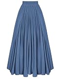 Scarlet Darkness Women Renaissance Long Maxi Skirt High Waist Flowy A Line Skirts Demin Blue M