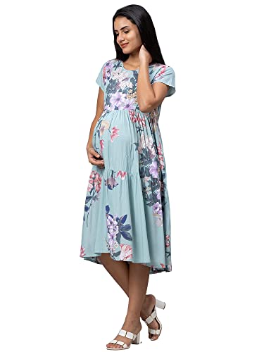 Image of AV2 Women's Rayon Regular Fit Maternity Feeding Layered And Tiered Kurti 5124 Dress