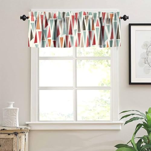 Image of Mid Century Modern Window Valance Curtain, Vintage Retro Stars Abstract Boomerang Pattern Window Valances Treatments for Kitchen Living Room Cafe Decor 54'x18', 1 Panel