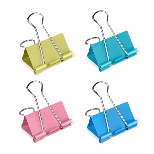 Image of Ufmarine Large Binder Clips 1.6 inch Length, (40 Pcs) Colorful Paper Clips Large for Office