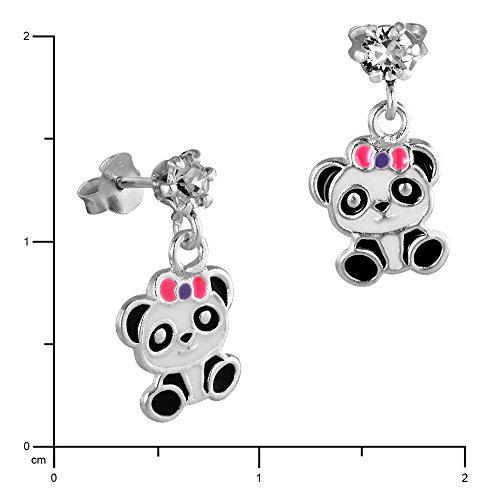 Orecchini per bambini in argento 925 con zirconi a forma di panda, colore rosa lilla SDO8164W