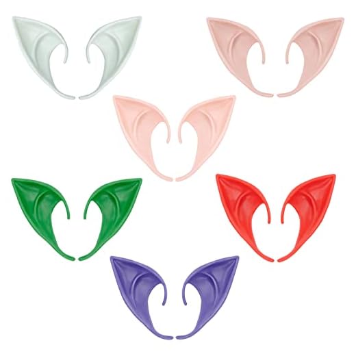 PandaHall 6 färger älvöron, älva pixie cosplay mjuka spetsiga öron utklädnad maskerad tillbehör för halloween jul fest älva vampyr älva öron