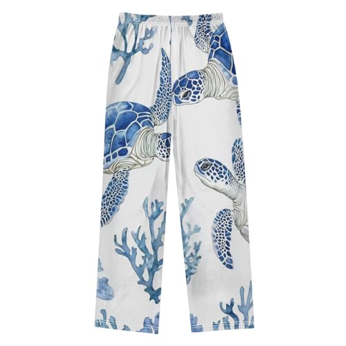 Sea Turtles Coral Boys Long Pants Soft Trousers Elastic Waist Kids Lounge Bottoms with Pockets S-XL2