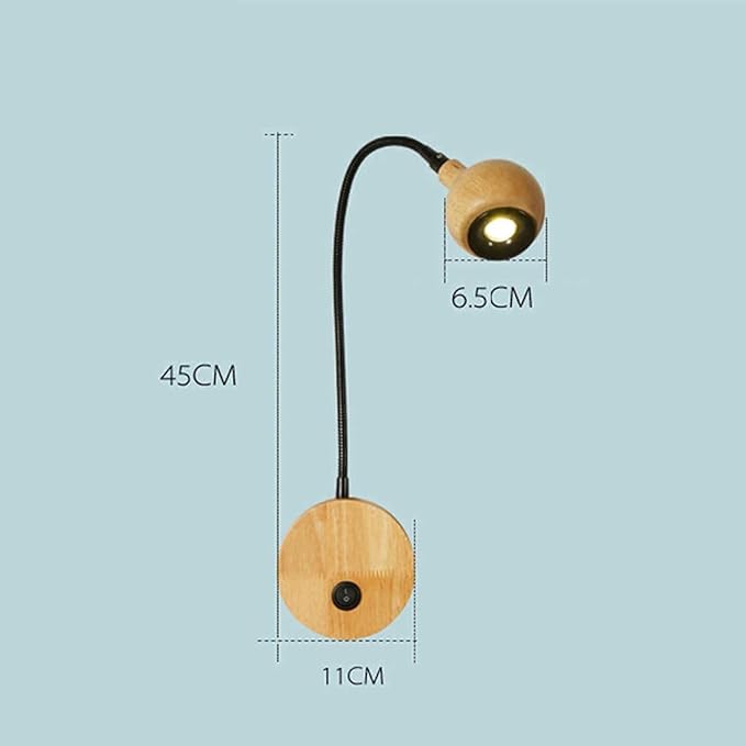 NZDY Modern Wooden Wall Lamp, Creative Solid Wood Led Wall Lamp Swan Neck Wall Lights Wall Lights for Bedroom Bed, Cafe, Hotel, Hallway, Toilet Decorative, H45Cm Wall Lamp photo 2