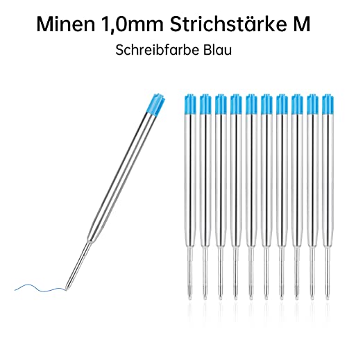 ENLACE Kugelschreiberminen Großraumminen Metall Kugelschreiber Ersatzminen für das G2-Format,24 x Kompatible Set Minen 1,0mm Strichstärke M,Schreibfarbe Blau